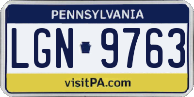 PA license plate LGN9763