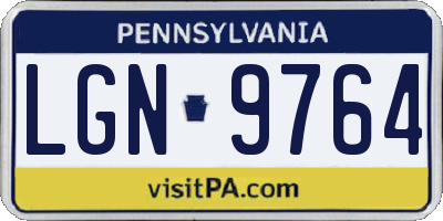 PA license plate LGN9764
