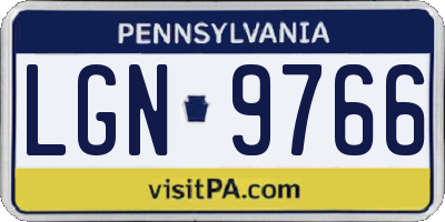 PA license plate LGN9766