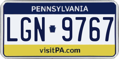 PA license plate LGN9767