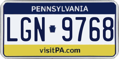 PA license plate LGN9768