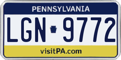PA license plate LGN9772