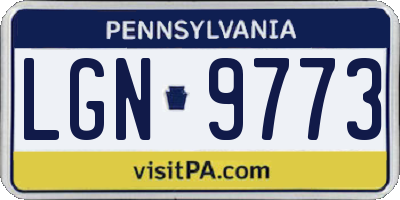 PA license plate LGN9773