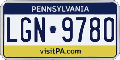 PA license plate LGN9780