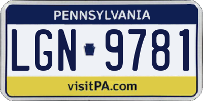 PA license plate LGN9781