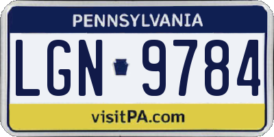 PA license plate LGN9784