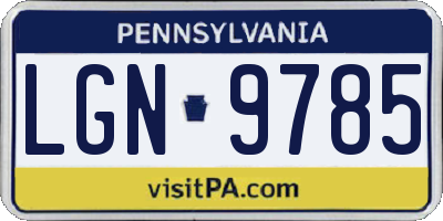 PA license plate LGN9785