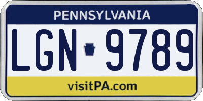 PA license plate LGN9789
