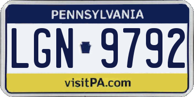 PA license plate LGN9792