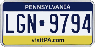 PA license plate LGN9794