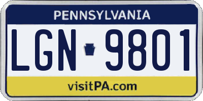 PA license plate LGN9801