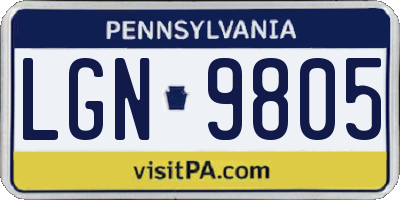 PA license plate LGN9805