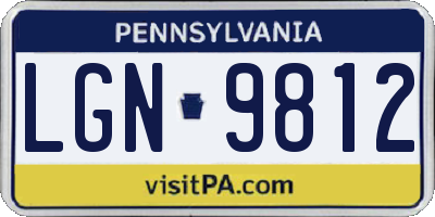 PA license plate LGN9812