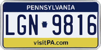 PA license plate LGN9816