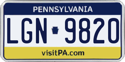 PA license plate LGN9820