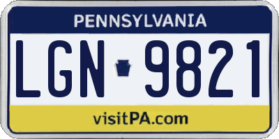 PA license plate LGN9821