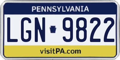 PA license plate LGN9822