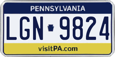 PA license plate LGN9824