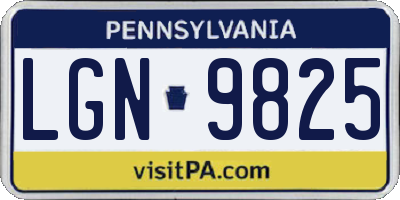 PA license plate LGN9825