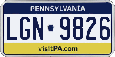 PA license plate LGN9826
