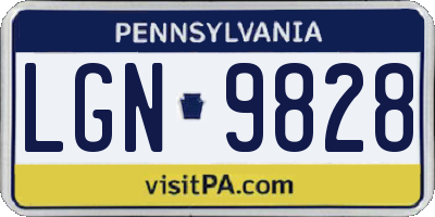 PA license plate LGN9828