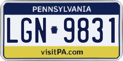 PA license plate LGN9831
