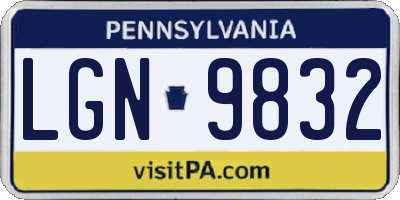 PA license plate LGN9832