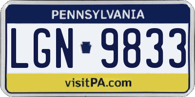 PA license plate LGN9833