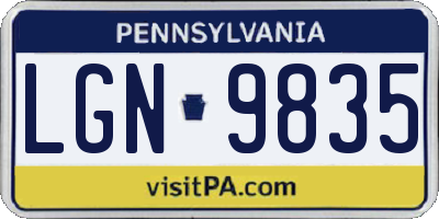 PA license plate LGN9835