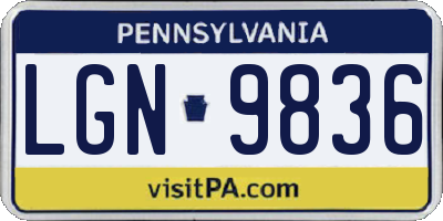 PA license plate LGN9836