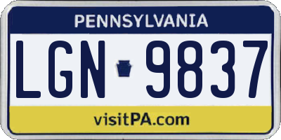 PA license plate LGN9837