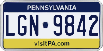 PA license plate LGN9842