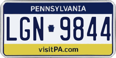 PA license plate LGN9844