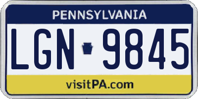 PA license plate LGN9845