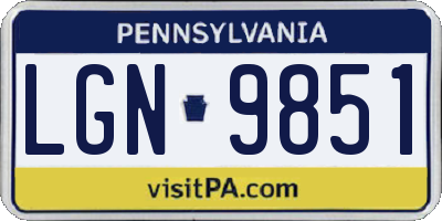 PA license plate LGN9851