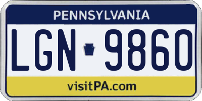 PA license plate LGN9860