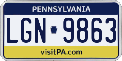 PA license plate LGN9863