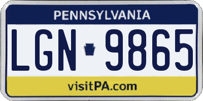 PA license plate LGN9865