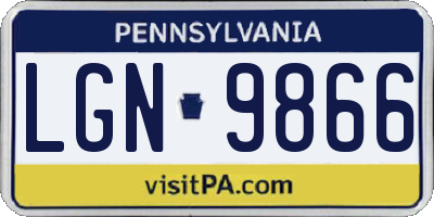 PA license plate LGN9866