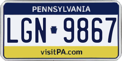 PA license plate LGN9867