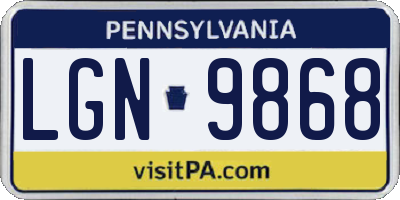 PA license plate LGN9868