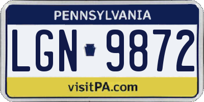 PA license plate LGN9872
