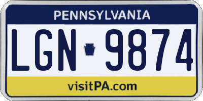 PA license plate LGN9874