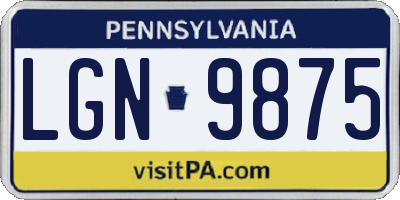 PA license plate LGN9875
