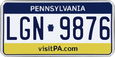 PA license plate LGN9876