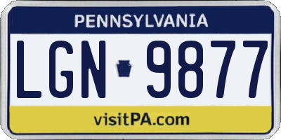PA license plate LGN9877
