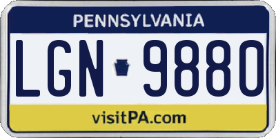 PA license plate LGN9880