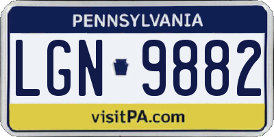 PA license plate LGN9882