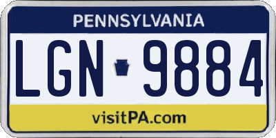 PA license plate LGN9884