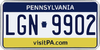 PA license plate LGN9902